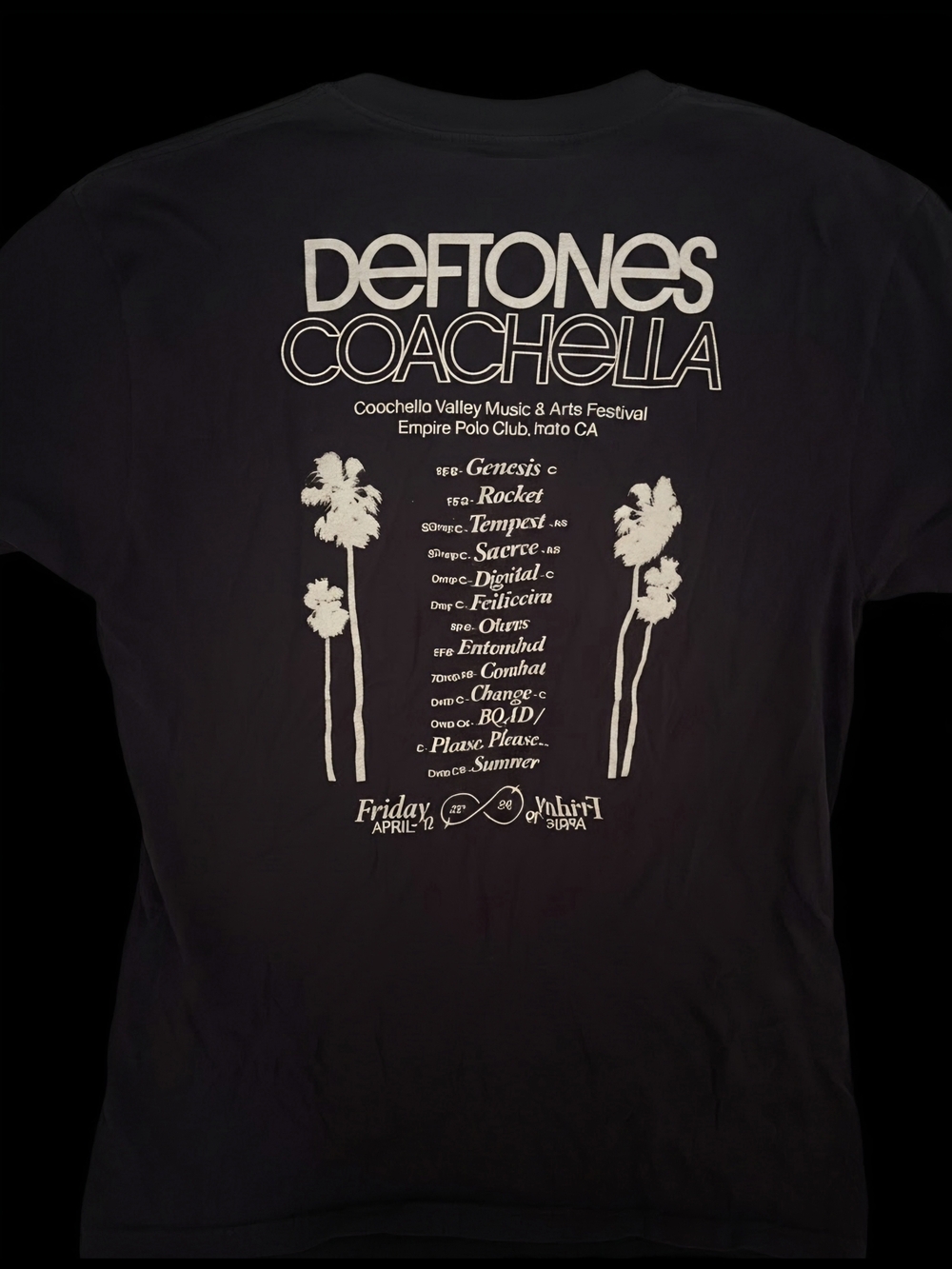 Coachella Deftones Black Graphic Short Sleeve Tee Size Medium Rare